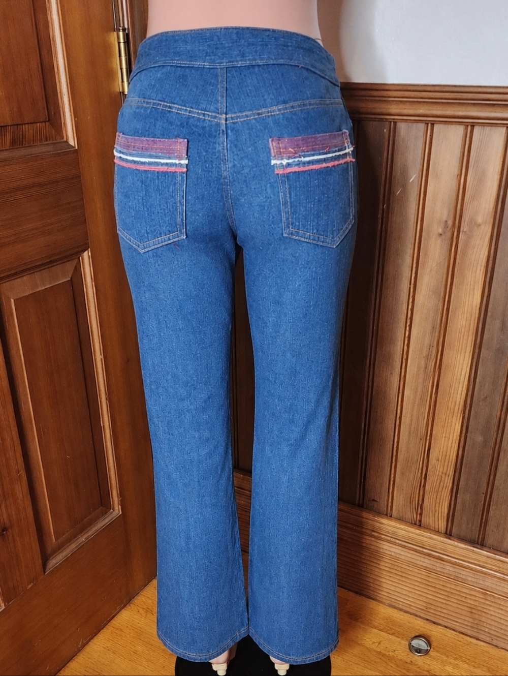 Vintage 70s Jeans with Striped Back Pocket Detail